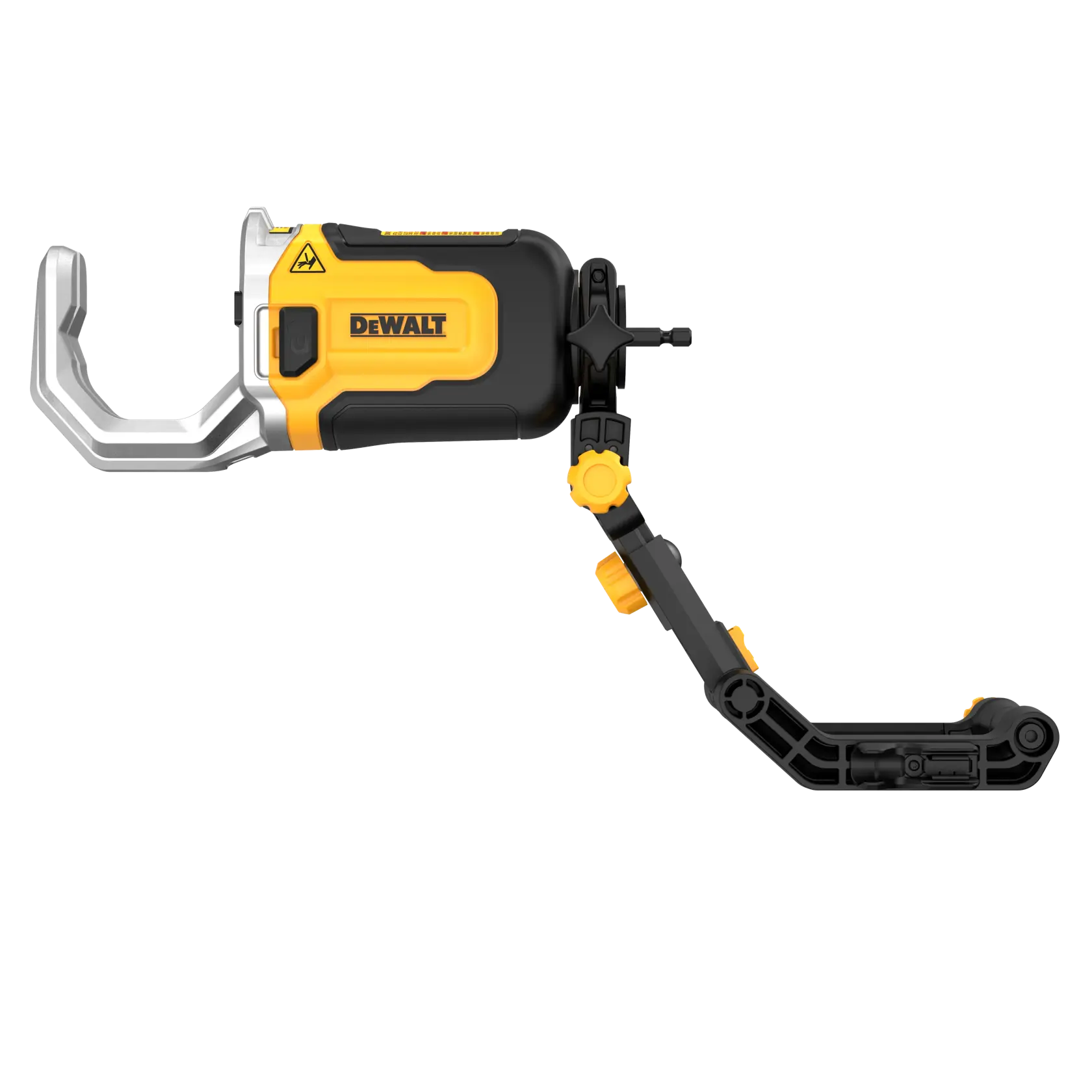 Cortador de tubos PVC DEWALT com cabo ajustável preto e amarelo, vista lateral.